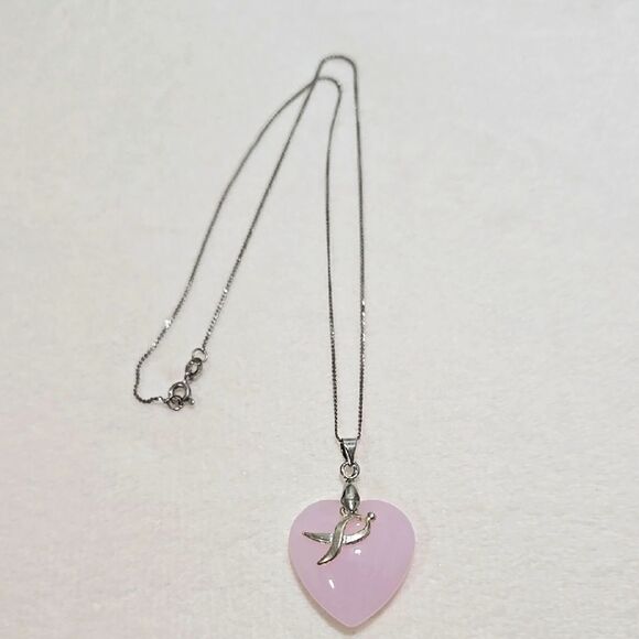 Rose Quartz Pendant 925 Necklace - Picture 1 of 6